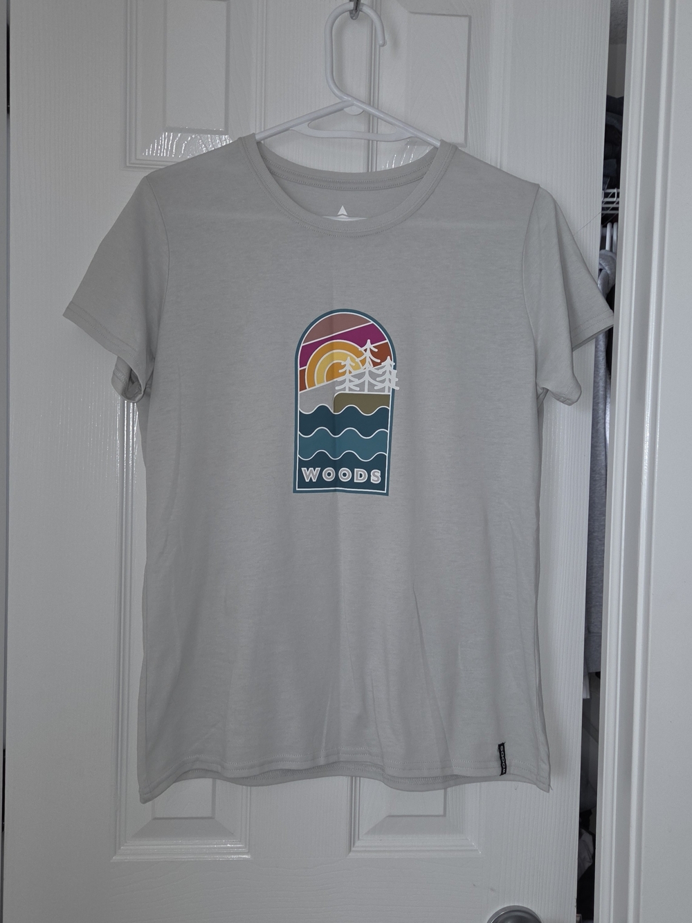 Woods Graphic Crewneck Tee - Light Gray Size M